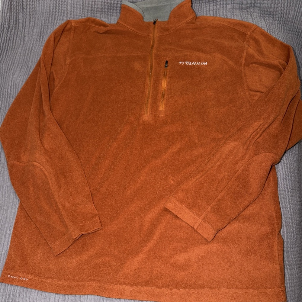 Columbia Titanium Men's L Fleece Sweater 1/2 Zip Omni Dry Burnt Orange 1/4 Zip